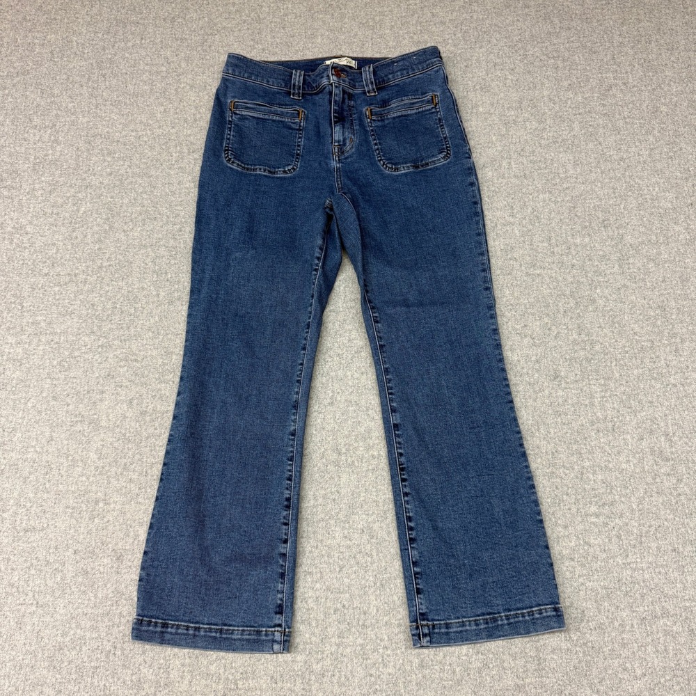 Madewell Mid-Rise Kick Out Jeans 29 Blue Denim Front Patch Pockets Flare 1189